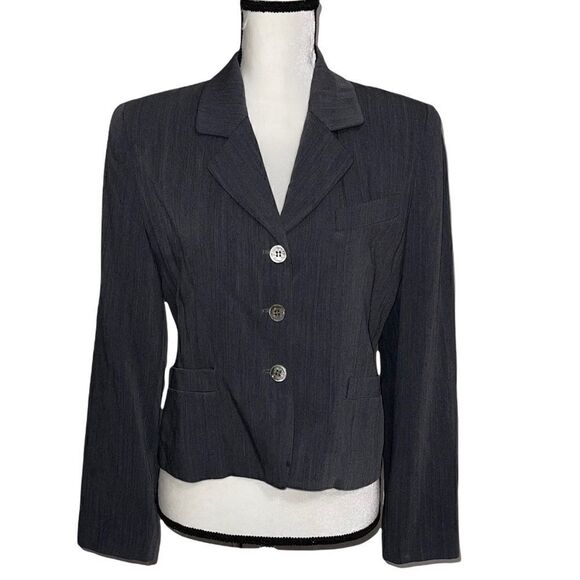 Burberry Authentic Vintage Tailored Jacket Size 4 Wool Blend Dark Gray - Picture 2 of 12